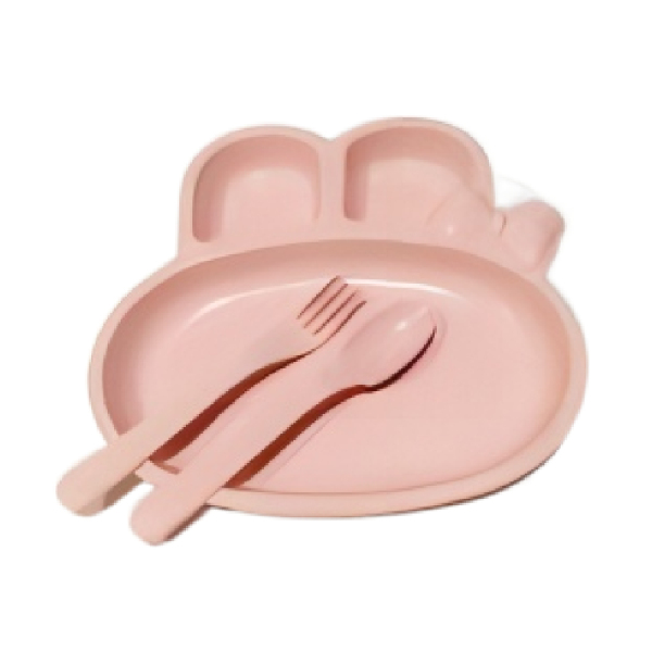 兔子儿童塑料餐具套装 单色清装 塑料