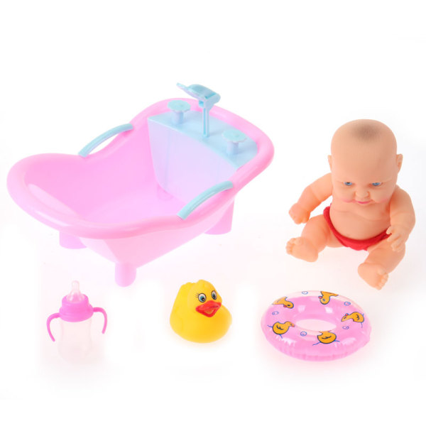 8寸空身娃娃带浴池,鸭,奶瓶,泳圈 塑料