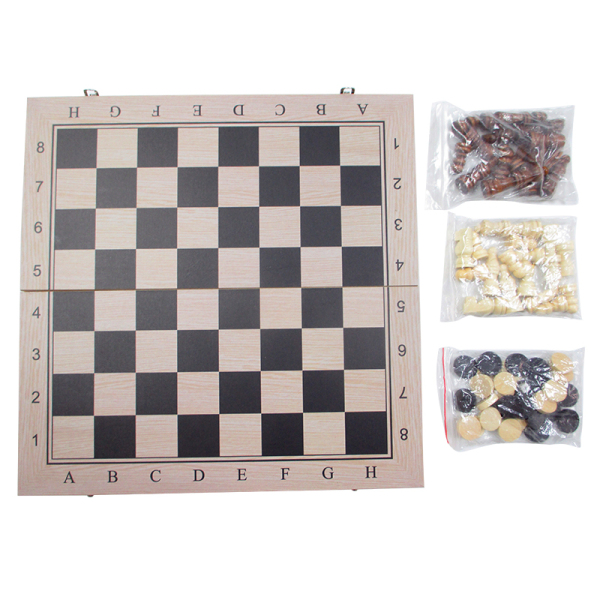 木制国际象棋+西洋棋+双陆棋 游戏棋 三合一 木质