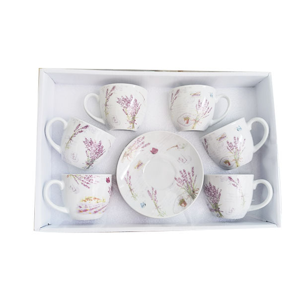 6pcs180ML陶瓷茶杯套装 6人 单色清装 陶瓷