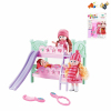 过家家婴儿床  玩具婴儿车  儿童玩具床婴儿床带2只娃娃,梳子,镜子 单层 声音 包电 带娃娃 塑料