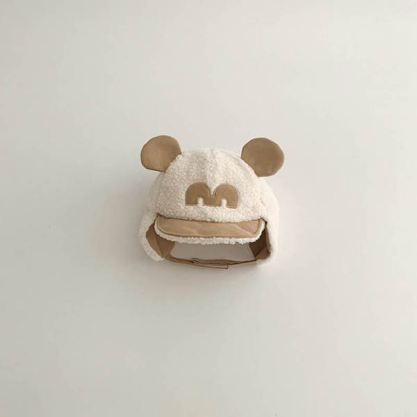 可爱毛绒护耳防风帽（1-3岁） 儿童 45-50CM 头盔 100%棉