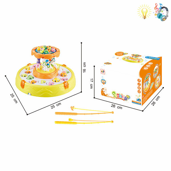 旋转木马钓鱼盘 电动 灯光 音乐 不分语种IC 塑料
