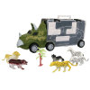 三角龙运输车配6只恐龙和一棵树 滑行 开门 黑轮 塑料