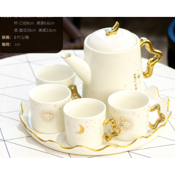 1100ML陶瓷茶具套装 单色清装 陶瓷