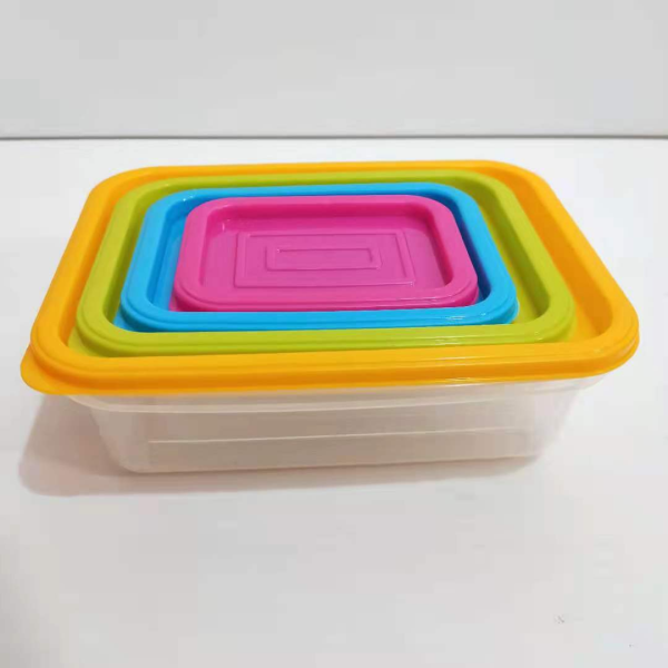 长方形4件套塑料保鲜盒 单色清装 塑料