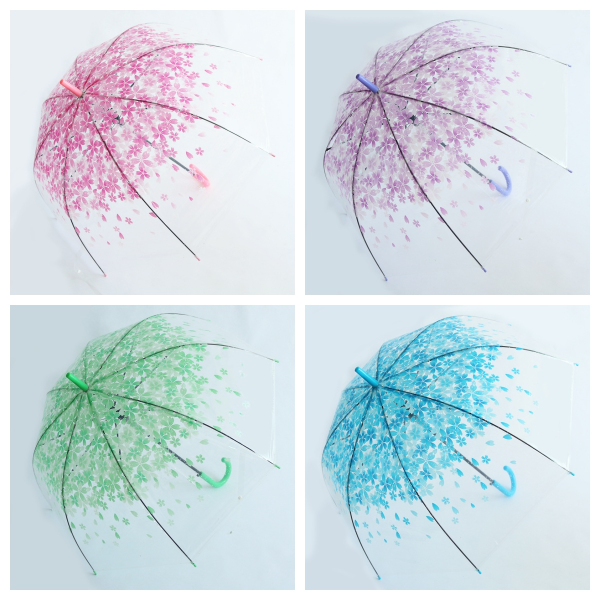 23寸儿童小清新樱花糖果透明伞学生阿波罗公主直杆伞 混色 塑料