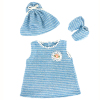 兰色条纹羊毛裙(含帽袜) 娃娃衣服 18寸 布绒