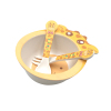 5件套动物盘儿童餐具套装(盘*1,碗*1,杯子*1,叉子*1,勺子*1) 木质