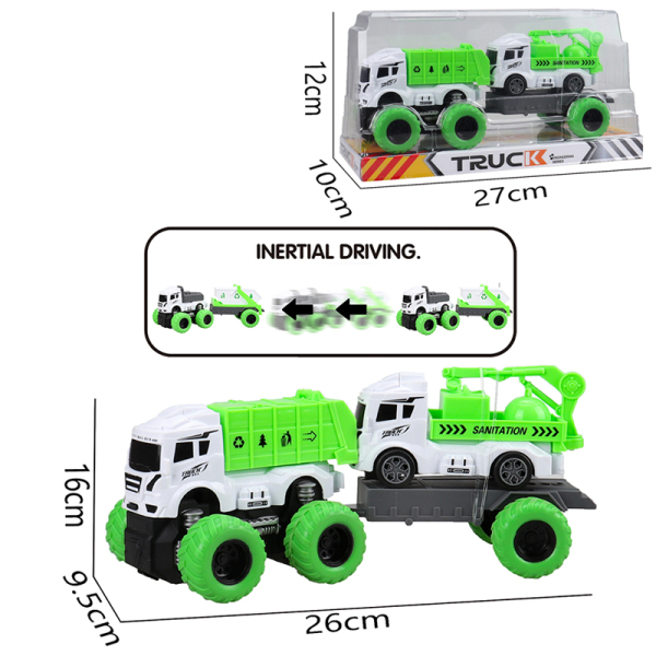 拖头工程环卫车组合 惯性 黑轮 塑料