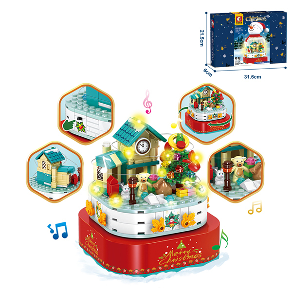 圣诞系列-雪人音乐盒积木套