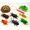 2款式6只PVC喷漆甲虫配扩大镜蛋巢昆虫玩具套装 塑料