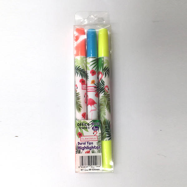 3PCS 双头荧光笔 混色 塑料