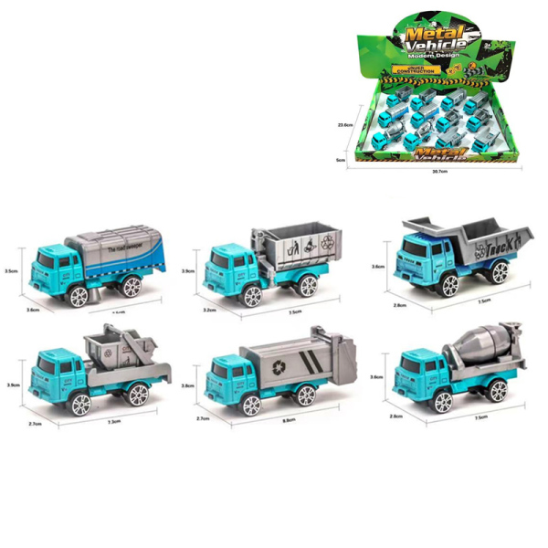 12pcs 环卫车滑行喷漆蓝色不带配件 英文包装 Essachina Com