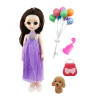 Multiple dolls with balloons, tote bags, combs, dogs