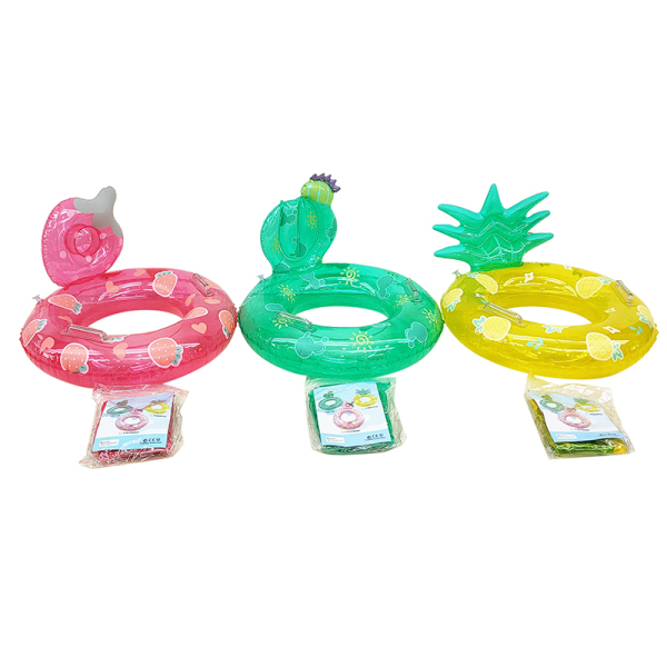 3款式充气手柄水果泳圈3色 塑料