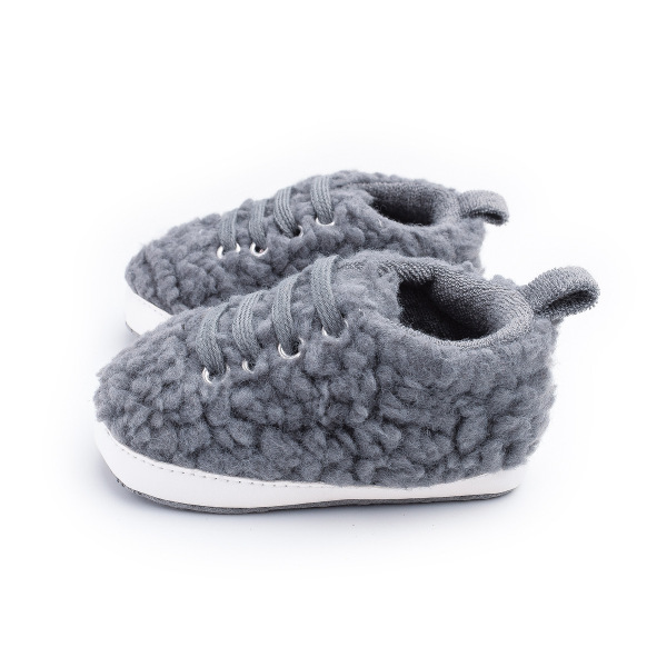 毛绒保暖学步鞋 新生儿（1岁以内） 11-13 灰色 OPP袋 OPP袋 聚酯纤维