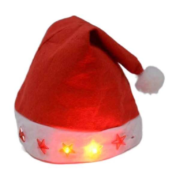 12PCS 带灯圣诞帽 材质布料清装