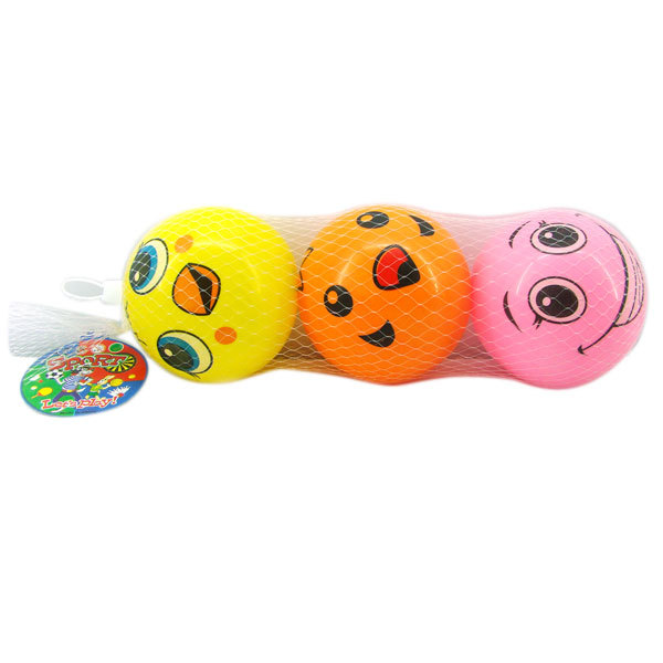 3只装4寸笑脸充气球 塑料