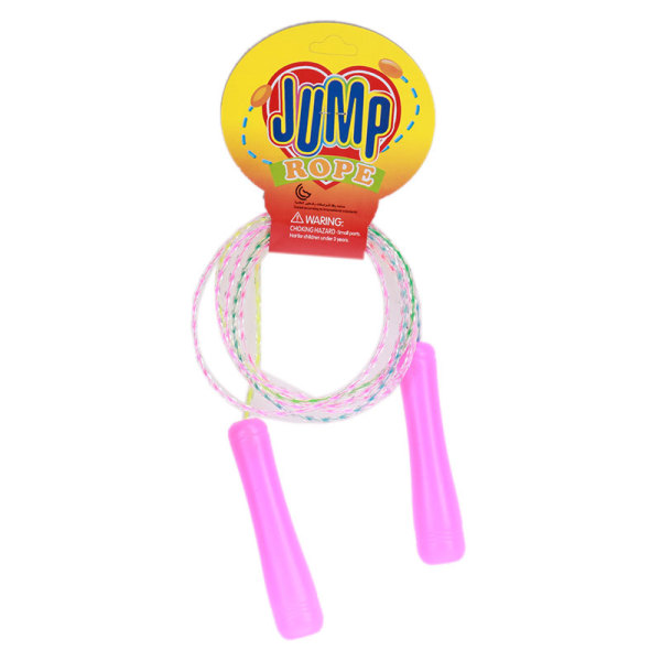 实色小圆柄彩虹绳跳绳 塑料