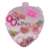 12pcs儿童DIY粉红盒糖果珠+头绳-苹果 塑料