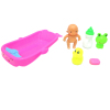 小娃娃带浴盆,青蛙,奶瓶,鸭子,肥皂浅蓝,粉红2色 塑料
