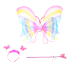 双层彩色蝴蝶翅膀+天使棒+发夹 布绒