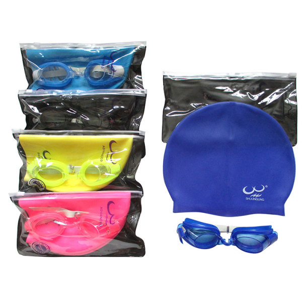 游泳眼镜+泳帽 多色 塑料