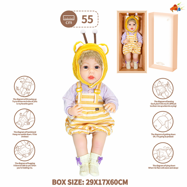 初生仿真娃娃(6向重力感应加磁吸奶嘴,动物系列-蜜蜂） 22寸 声音 不分语种IC 塑料