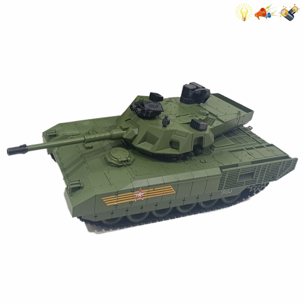 (APMATA T-14)俄罗斯阿玛 塔T-14坦克带USB 军绿色 遥控 20通 灯光 声音 不分语种IC 主体包电，遥控器不包电 塑料