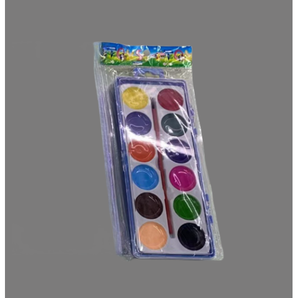 12色带画笔美术颜料 混色 单色清装 塑料