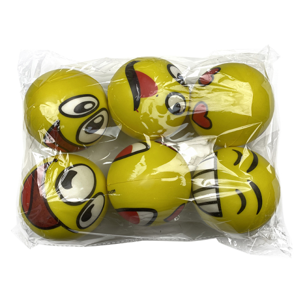 6(pcs)黄色表情PU球 塑料