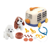 毛绒狗巴吉度犬/泰迪犬带宠物巴士笼,医具套装,巴士牵引绳,配件 塑料