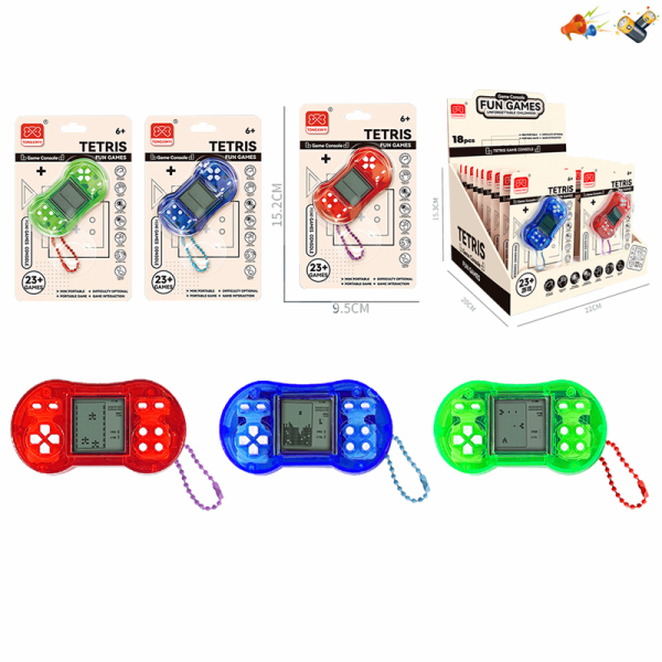 18PCS 长圆形迷你游戏机珠链挂件(珠链挂件颜色随机) 3色 声音 不分语种IC 包电 塑料