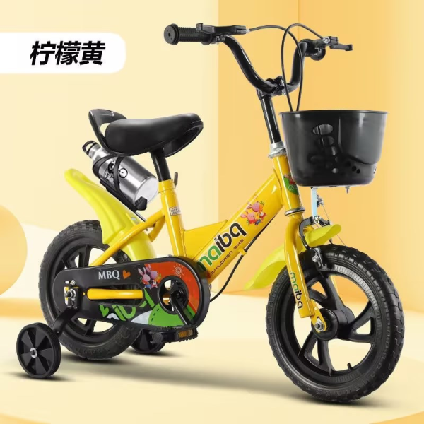 黄色 14寸儿童塑料车框带水壶自行车 单色清装 金属