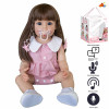 55CM全身软胶重生娃娃高仿真婴儿娃娃带假发套,奶瓶,磁性奶嘴,尿布,出生卡,运动鞋(带智能对话 学舌功能) 声音 英文IC 塑料