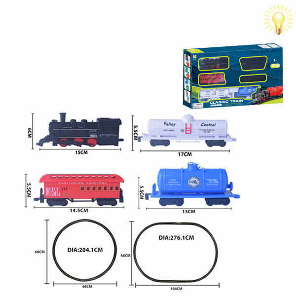 3节车厢古典轨道火车组合 电动 灯光 塑料