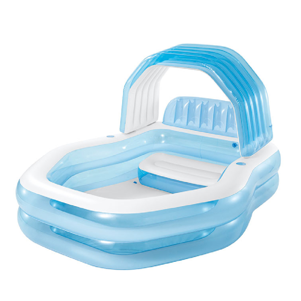 靠背遮阳水池充气儿童游泳池 塑料