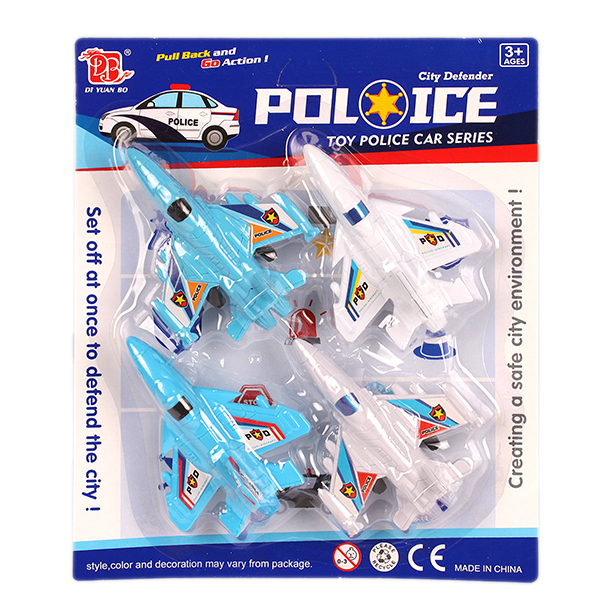 4只2款警察飞机 回力 仿真 塑料