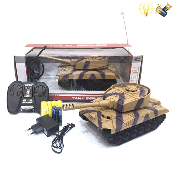坦克 遥控 4通 灯光 包电 实色间喷漆 塑料