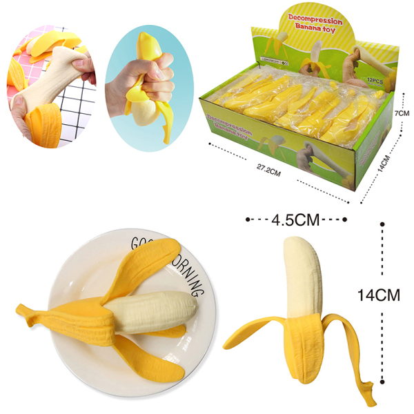 12PCS 发泄解压剥皮香蕉捏捏乐 塑料