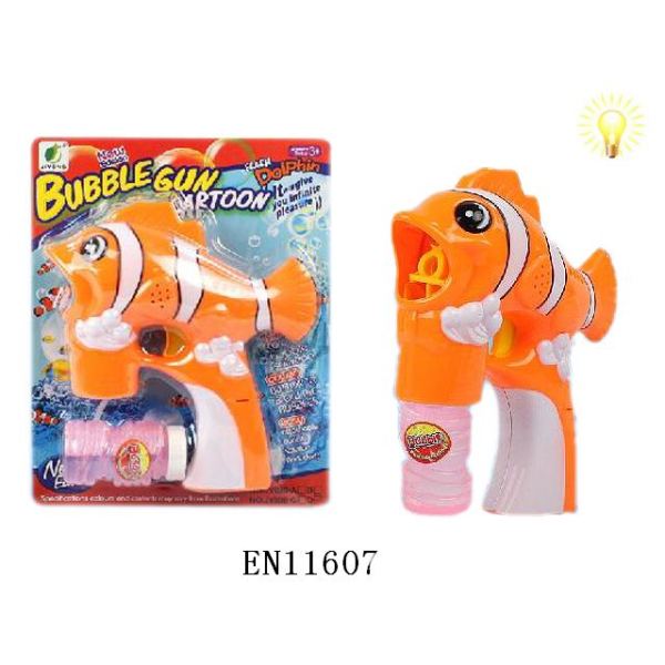 迷你小丑鱼泡泡枪带单瓶水 电动 灯光 实色 塑料