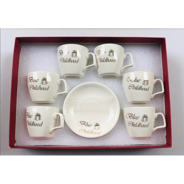 200ML 咖啡杯碟套装6只 单色清装 陶瓷