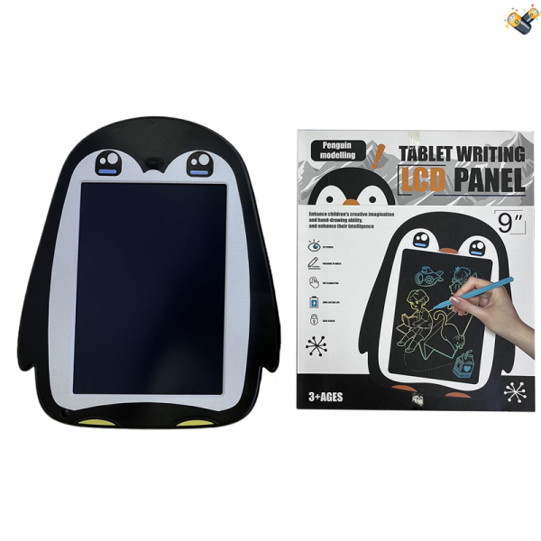 9寸卡通企鹅液晶单色写画板 单色磁性 包电 单面 画板 塑料