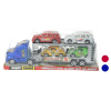 喷漆双层惯性拖头车载2只滑行甲虫车,2只滑行商务车,红蓝2色 塑料