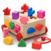 木质拖拉十五孔智力盒益智玩具 智力方块 木质