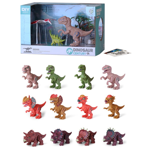 6款式益智拼装恐龙  塑料