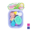 娃娃带浴盆,奶瓶,配件,紫蓝,粉2色 塑料