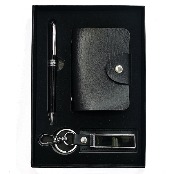 黑色圆珠笔+卡包+钥匙扣套装