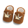 毛绒皇冠婴儿防滑学步鞋 新生儿（1岁以内） 11-13 棕色 OPP袋 OPP袋 聚酯纤维
